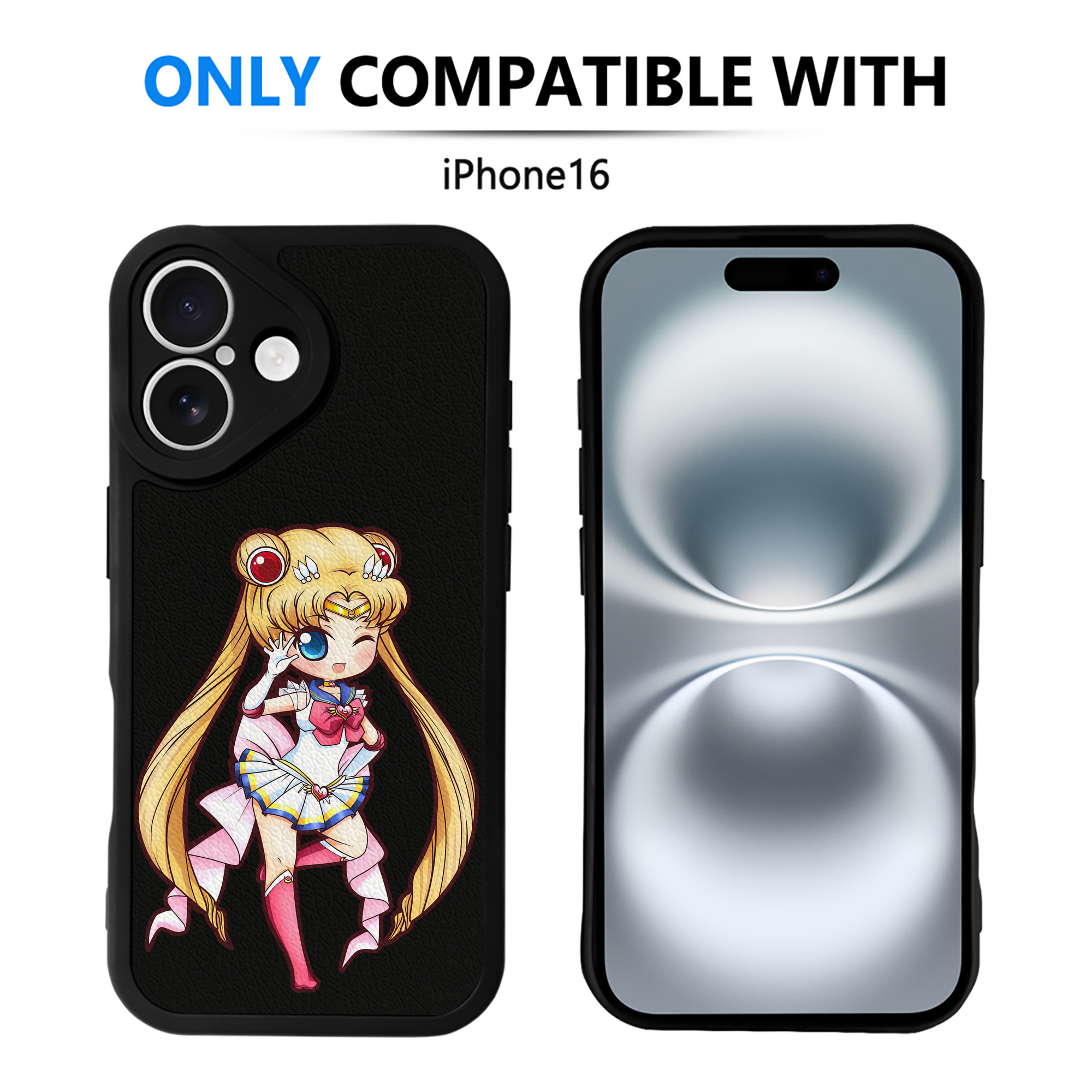 （画像用） 美少女戦士セーラームーン 月野 うさぎ つきの うさぎ Sailor Moon Tsukino Usagi 【iPhone 16シリーズ対応】シリコンスマホケース（レザー調） 材質：シリコン